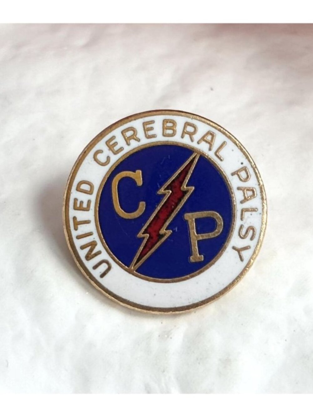 Cerebral Palsey Lightening Bolt Logo Medical Memorabilia Vintage Gold T Pin